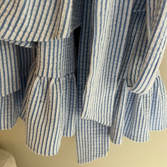 Seersucker Blue Ruffle Dress - Picture 4 of 5